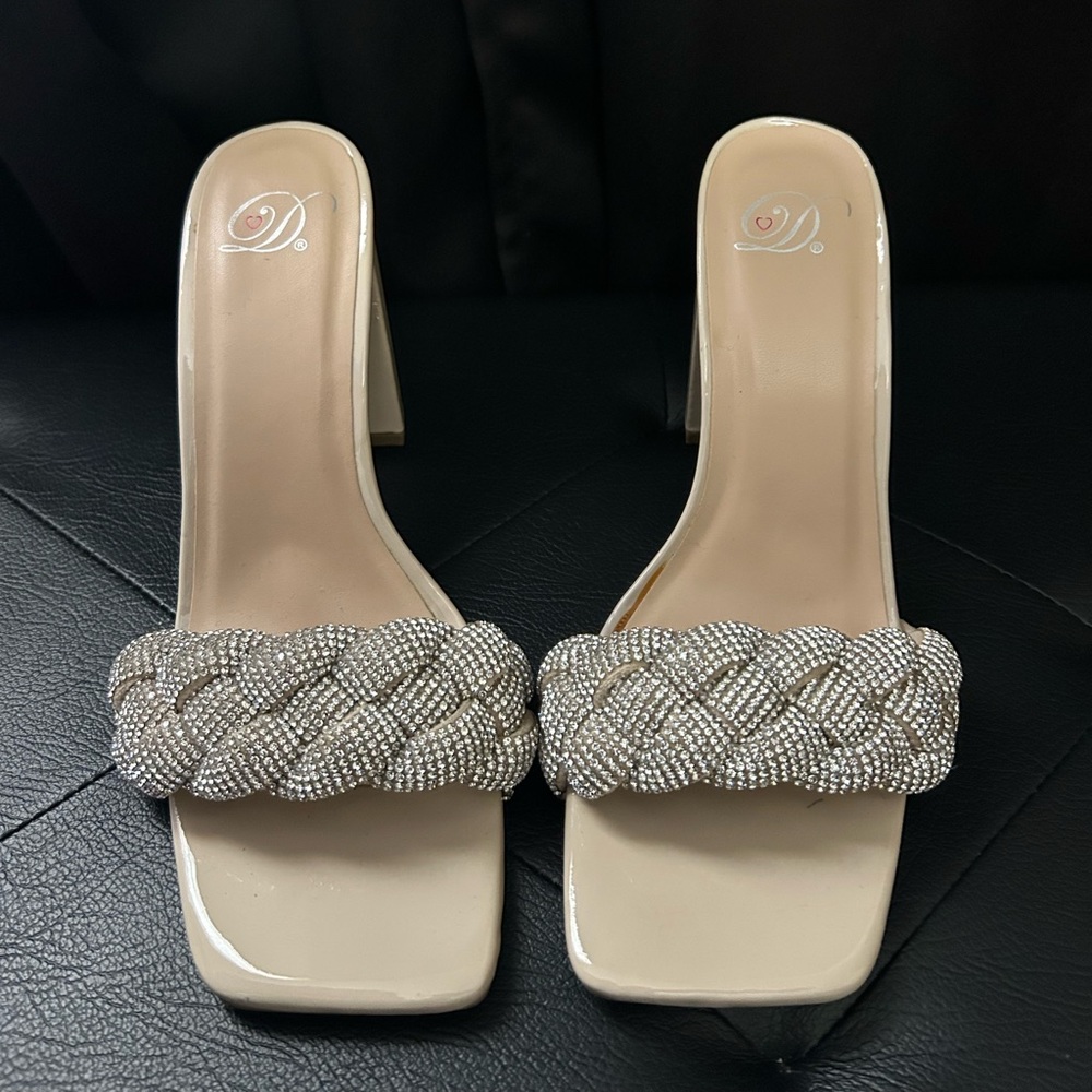 Elegant Beige and Silver Women's Heels